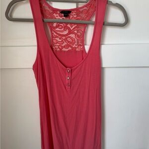 GUESS Coral Pink Lace-Back Tank Top